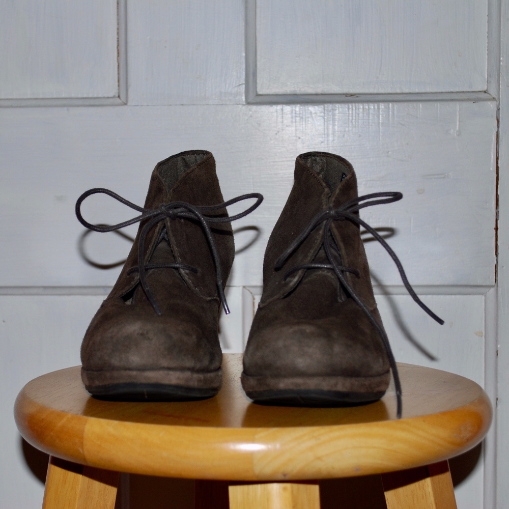 suede wedge booties